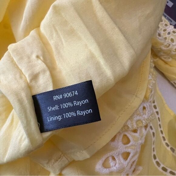 Boston Proper Embellished Beaded Crochet Lace Tunic Dress Yellow Sz Small NEW - Picture 10 of 11